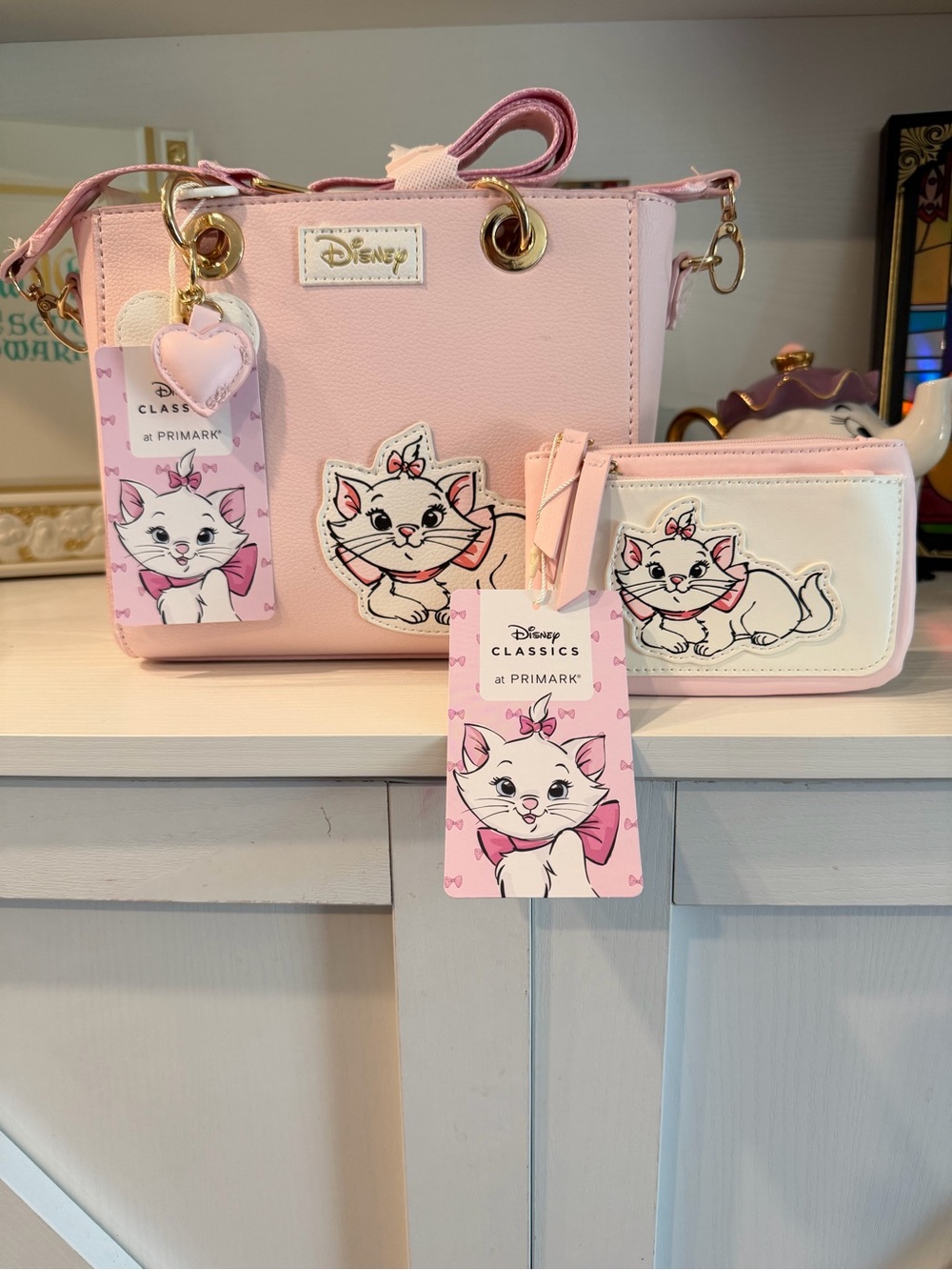Primark Disney Marie Pink Shoulder Bag with Matching Wallet